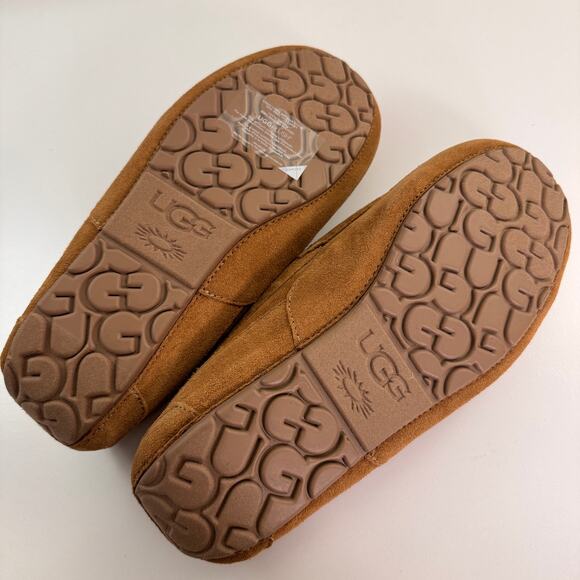 UGG Ascot Corduroy Ii Men\'s Slipper US 10 Chestnut Suede Trim Moccasin Shoes NEW